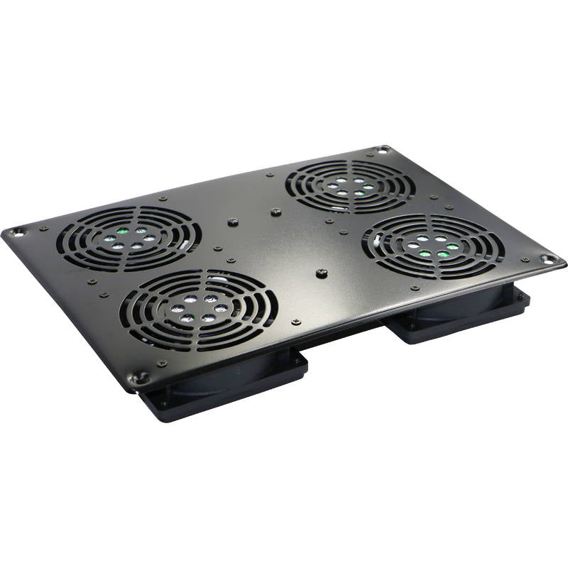 Excel Environ Roof Mount Fan Tray 4 Way Schuko Power Lead Black