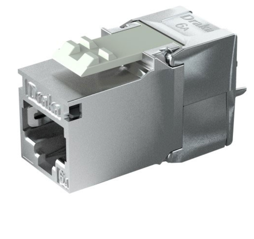 DRAKA CAT6A (SOLID) FTP KEYSTONE JACK 180° TOOL FREE IN SILVER