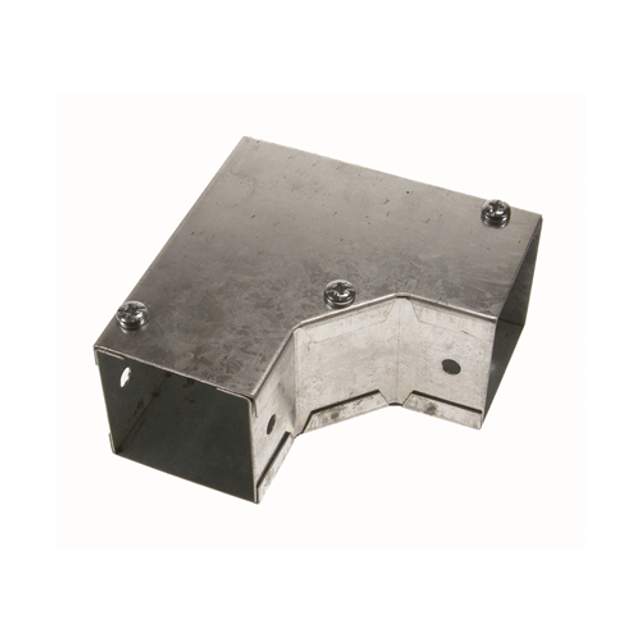 Trench SA2290T Metal Trunking 50mm X 50mm 90 Degree Flat Top Cover Bend With Screw Fixing Galvanised