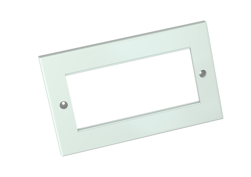 DRAKA UC SINGLE GANG EUROPEAN FLUSH PLATE 86X86 2X APERTURE (50X50) WHITE ECO-PACK - 12