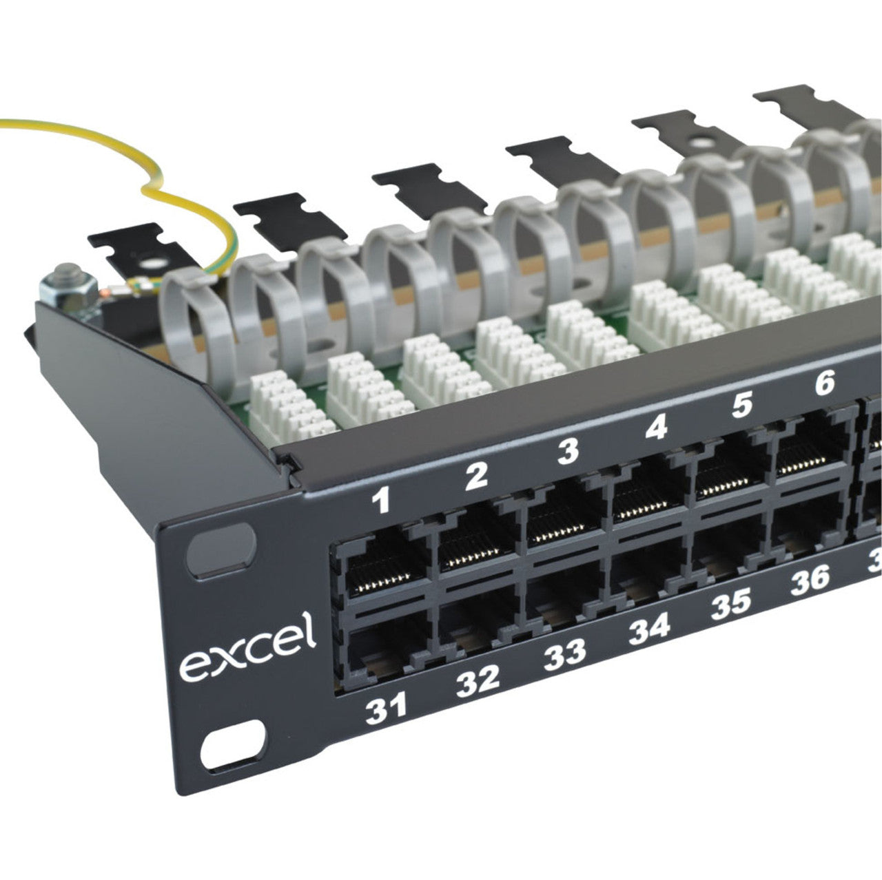 Excel Voice RJ45 Patch Panel - 25-port, 3-pair, 1U - Black