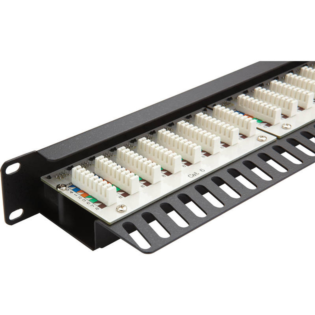 Excel Cat5e Unscreened Patch Panel - 24-port, Right-angled, 1U - Black