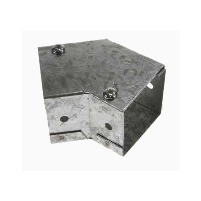 Trench SA4445T Metal Trunking 100mm X 100mm 45 Degree Flat Top Cover Bend With Screw Fixing Galvanised
